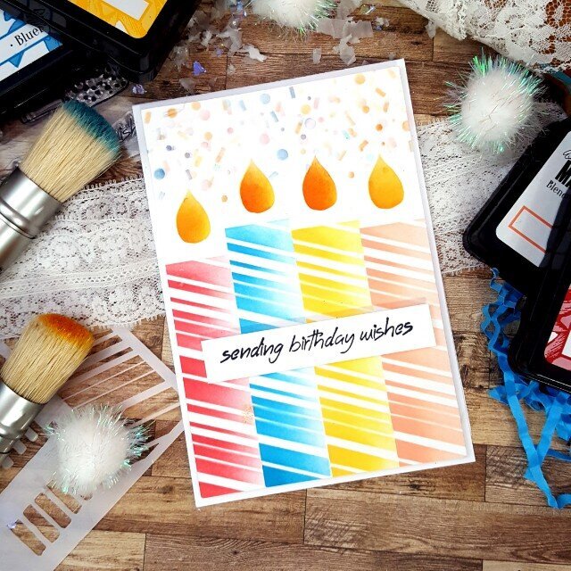 Stenciled Birthday Card featuring Ranger Products