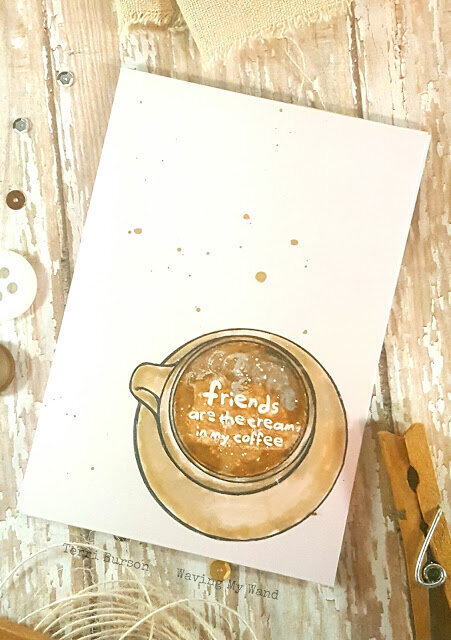 CAS Coffee Card with Stampendous and Tombow