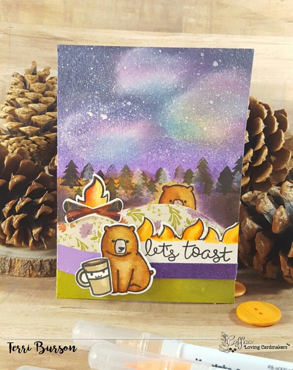 Northern Lights Scenic Card for Coffee Loving Cardmakers