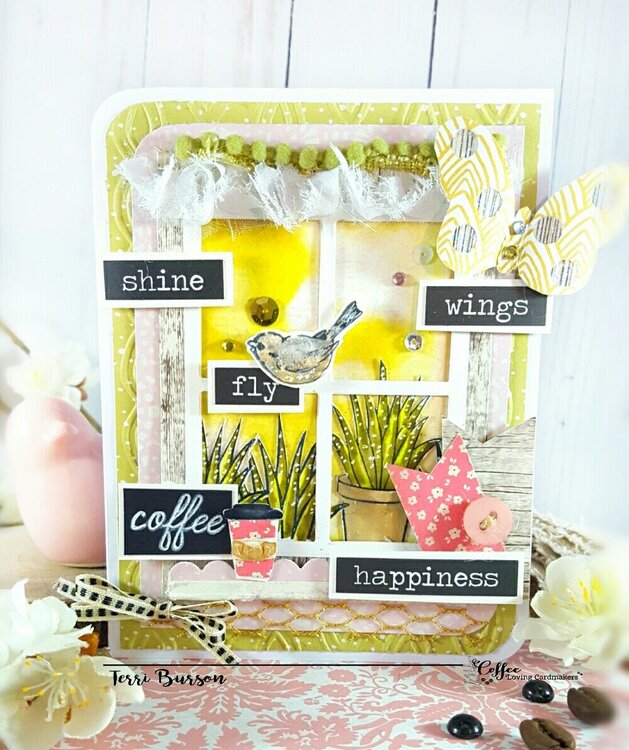 Spring Window Scene for Coffee Loving Cardmakers