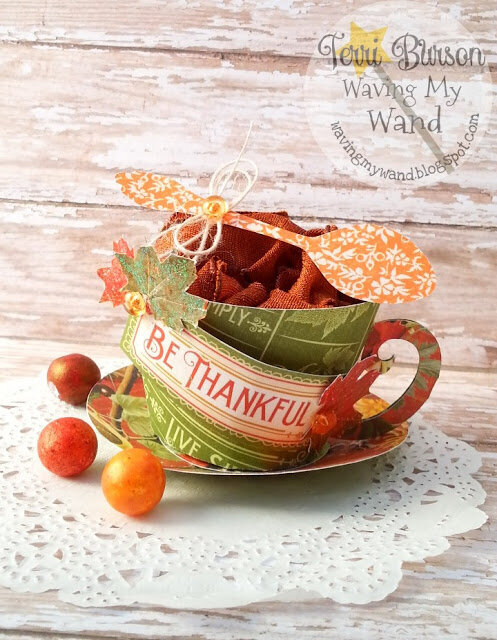Gratitude Teacup gift set featuring Graphic 45 and Cricut