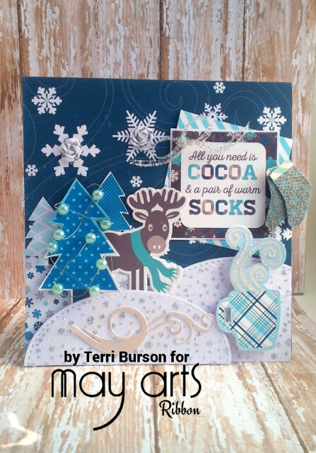 Cocoa Card Featuring Echo Park Paper, Xyron and May Arts Ribbon