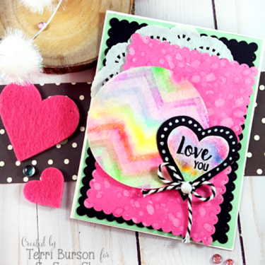 Embossed and Stenciled Rainbow Card