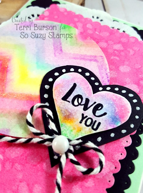 Embossed and Stenciled Rainbow Card