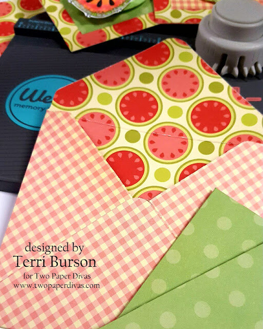 Melon Love Card/Envelope gift with with TPD Stamps &amp; WRMK 123 Punch