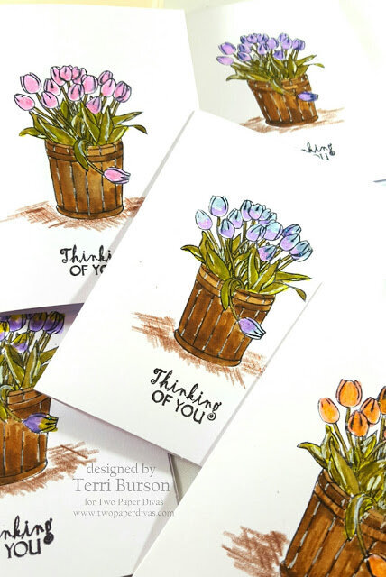 Coloring Multiple Cards with TPD Stamps and Tombow