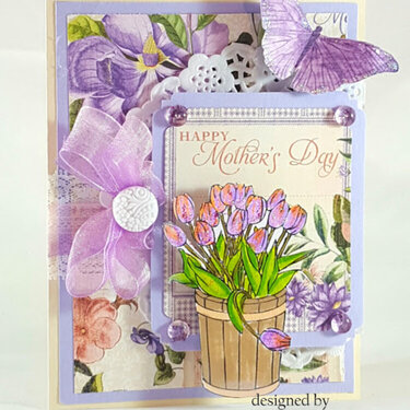 Mother&#039;s Day Card with Graphic 45 and Two Paper Divas Stamps