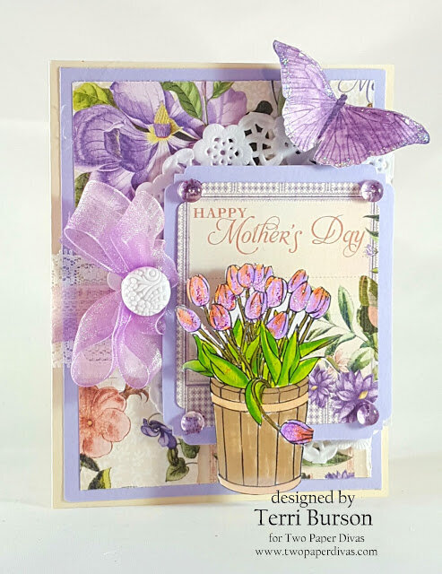 Mother&#039;s Day Card with Graphic 45 and Two Paper Divas Stamps