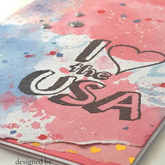 USA Patriotic Watercolor and Embossed Card