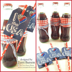 Fun Patriotic Party Favors/Decor featuring Embellished and Embossed Tags