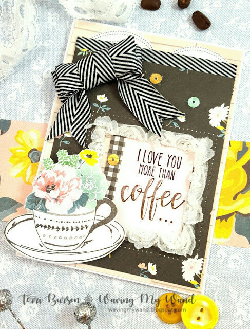 Coffee Card with Crate Paper Bloom and Hampton Art Stamp