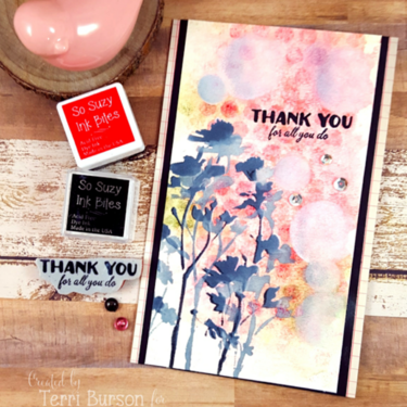 Stencil and Faux Stenciled Thank You Card