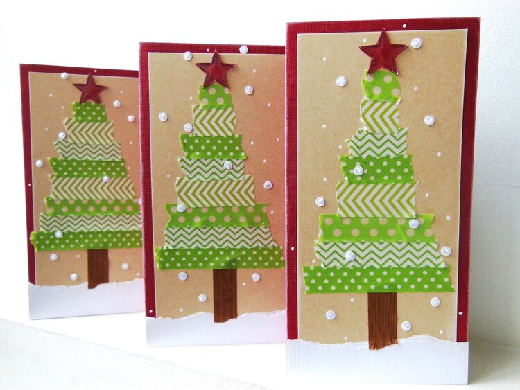 Washi tape Christmas Tree cards | Diana Poirier