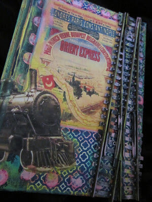 Cover of Orient Express themed altered book