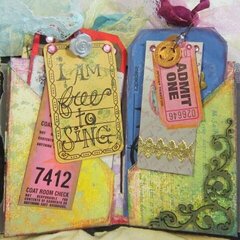 I am free--hand bound book with tag booklets