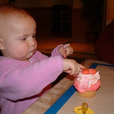 Becca&#039;s first taste of cake