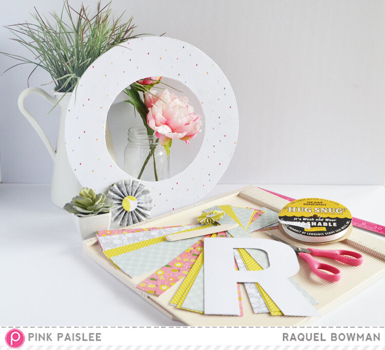 Rosette Monogram Wreath *Pink Paislee*