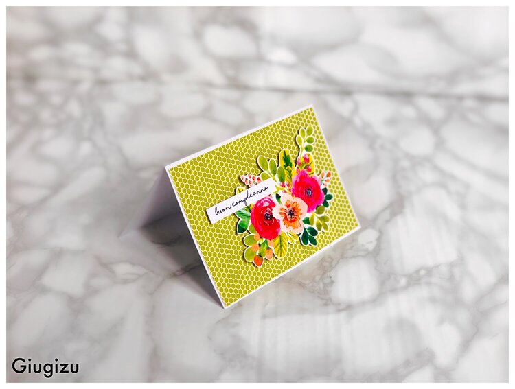 Bright floral birthday card+template