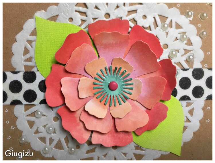 Big flower and polka dots birthday card