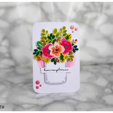 Flower jar card+ free template