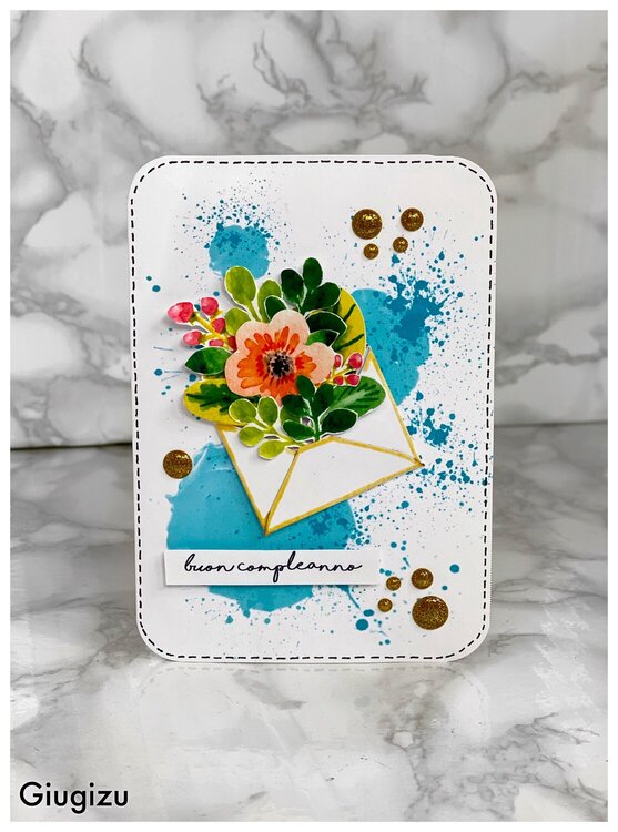 Flowers in an envelope handmade card