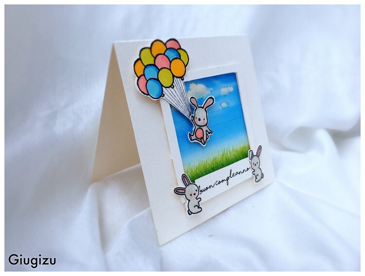 Handmade Flying bunny Birthday card
