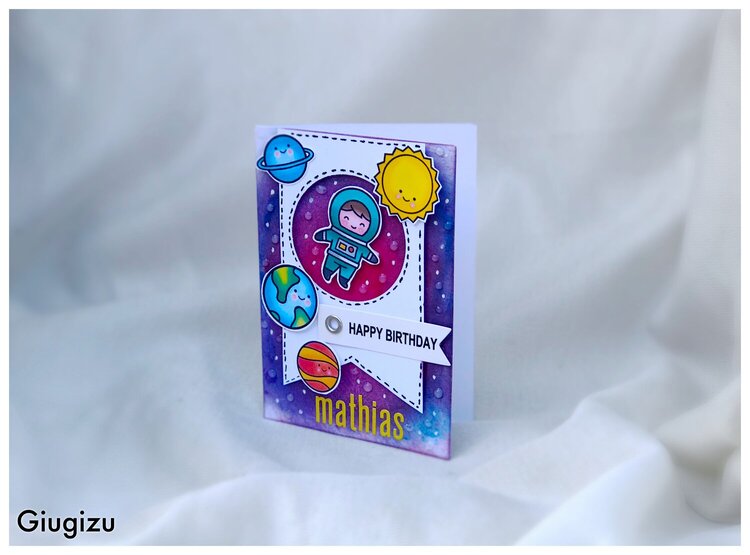 Space themed handmade birthday card
