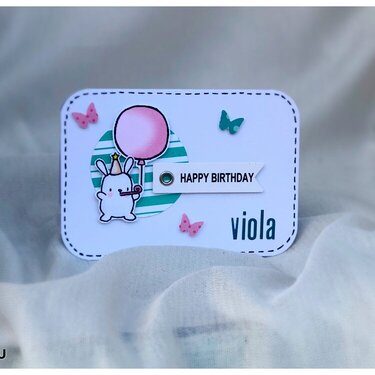 Handmade Bunny & Baloon Birthday Card