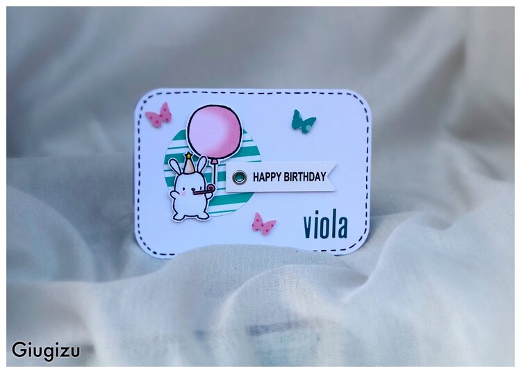 Handmade Bunny &amp; Baloon Birthday Card
