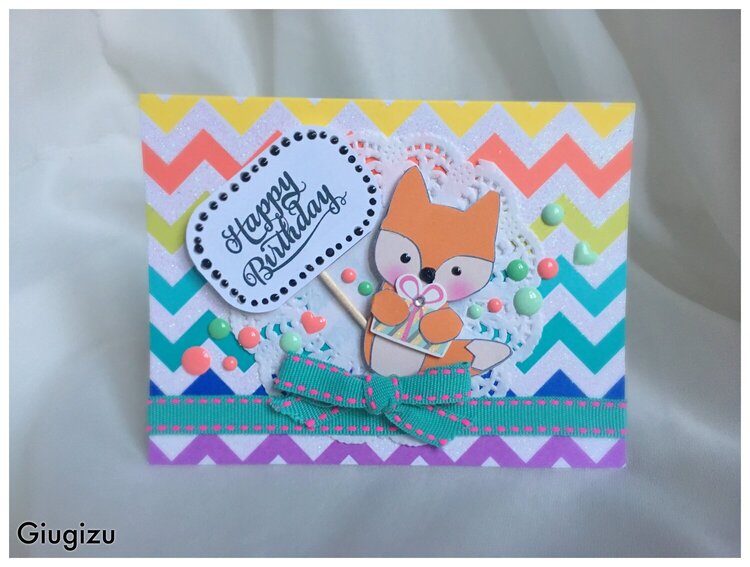 Paper Fox Birthday card