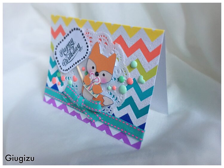 Paper Fox Birthday card