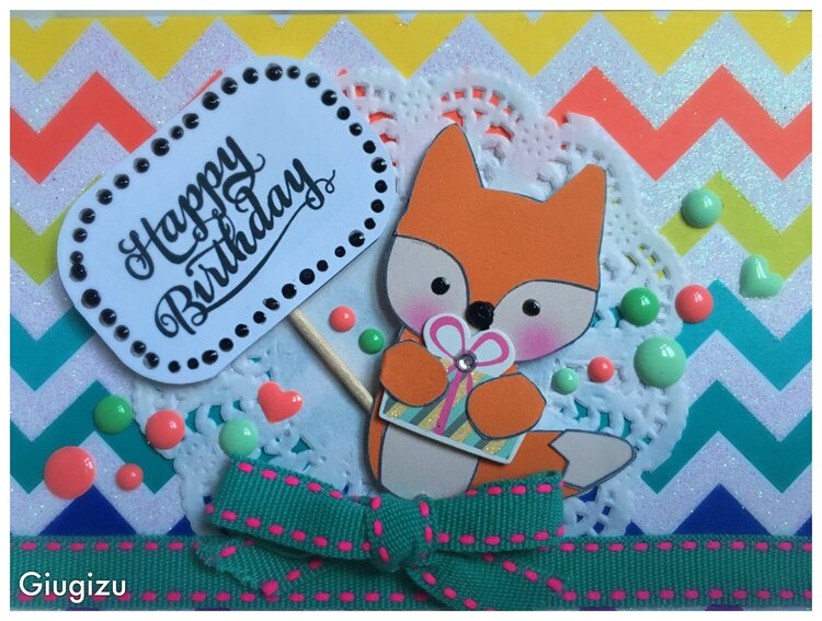 Paper Fox Birthday card