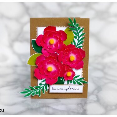 In relief flowers birthday card