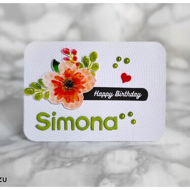 Polka dots & flowers birthday card + free template