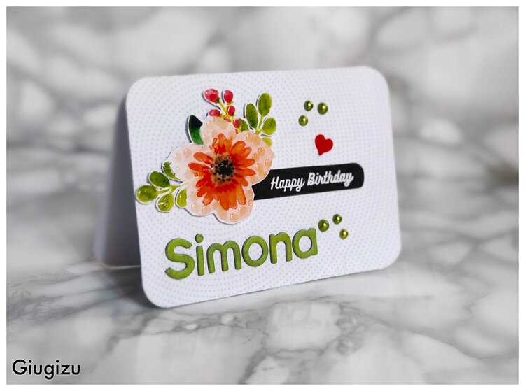 Polka dots &amp; flowers birthday card + free template