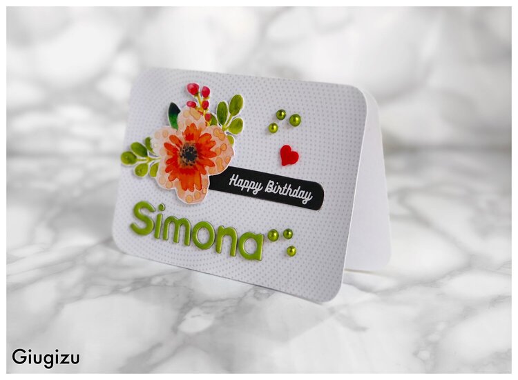 Polka dots &amp; flowers birthday card + free template