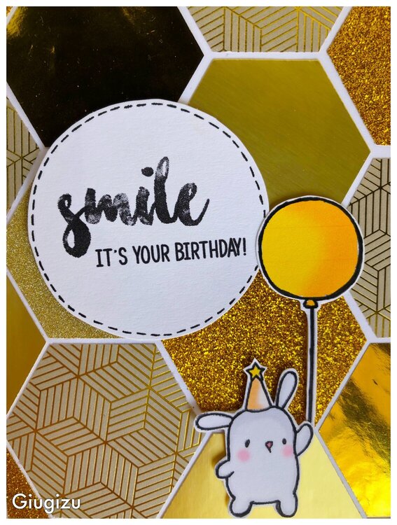 Gold hexagons birthday card