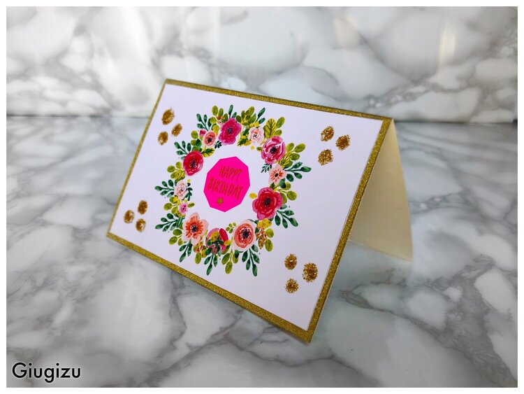Glitter and flowers birthday card