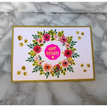 Glitter and flowers birthday card