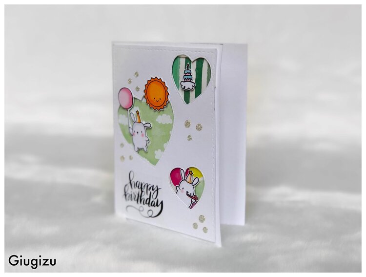 Cut-out hearts handmade birthday card
