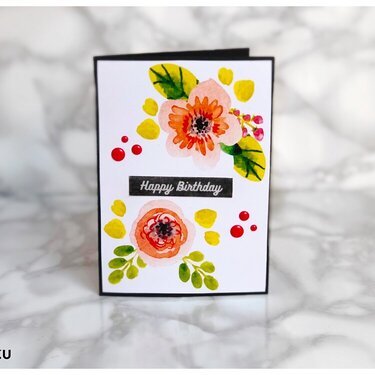 Handmade quick & easy Floral birthday card + template