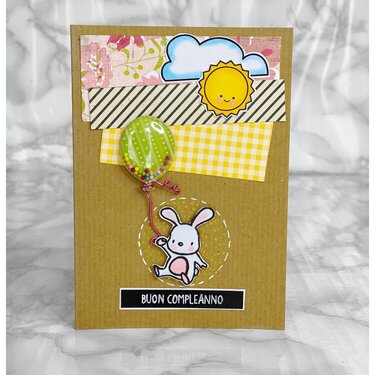 Flying bunny birthday card