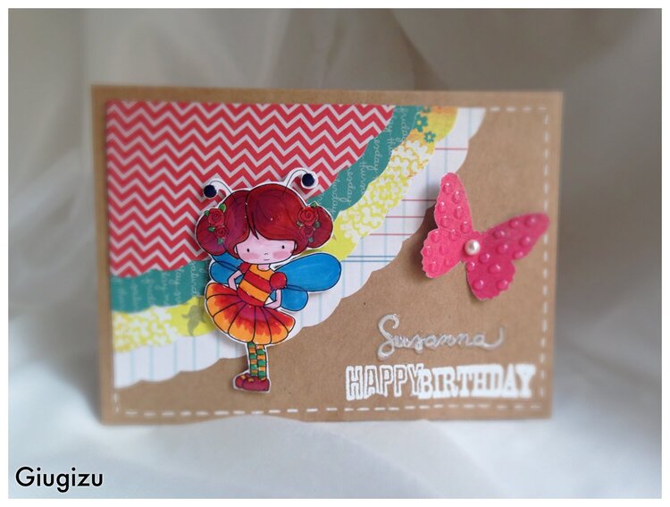 Layered papers &amp; digistamp birthday card