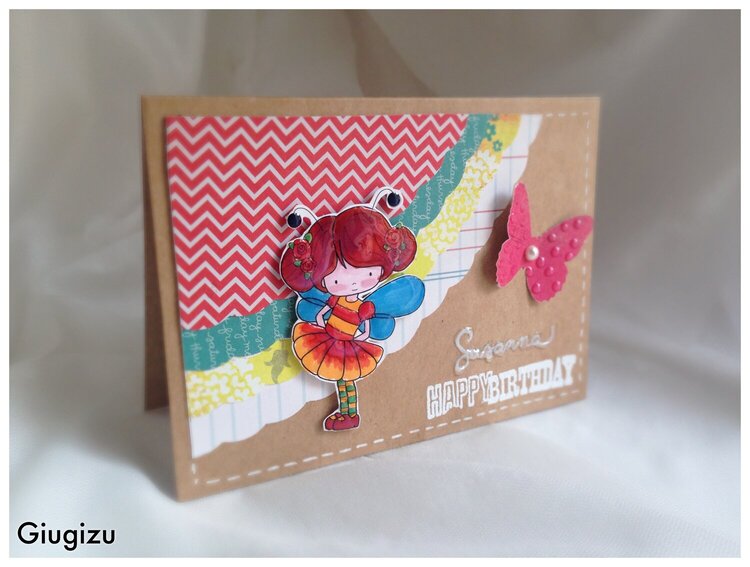 Layered papers &amp; digistamp birthday card
