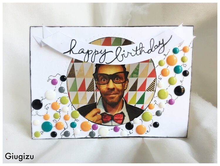Enamel dots and funny photo birthday card