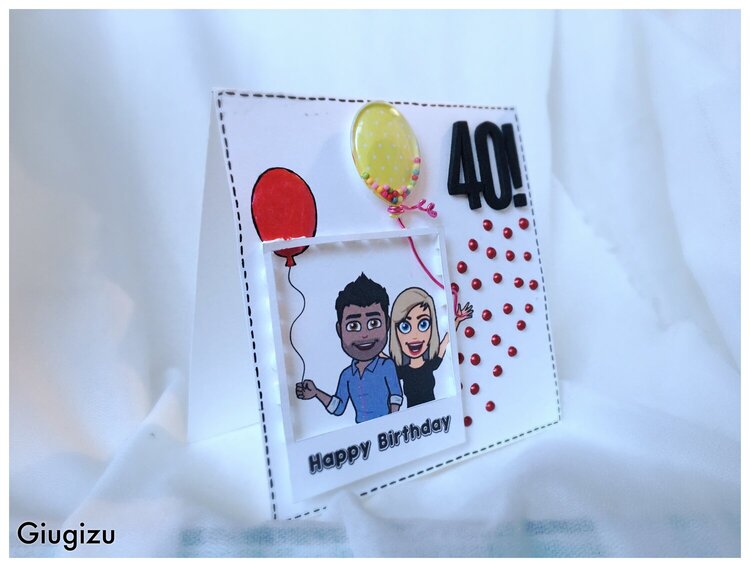 fake polaroid + custom made avatars birthday card