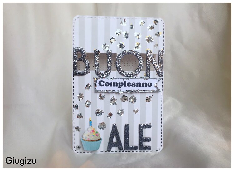 Glitter letters and top gap birthday card