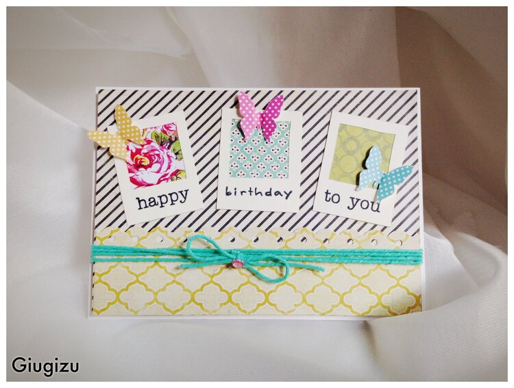 Butterflies and polaroids birthday card