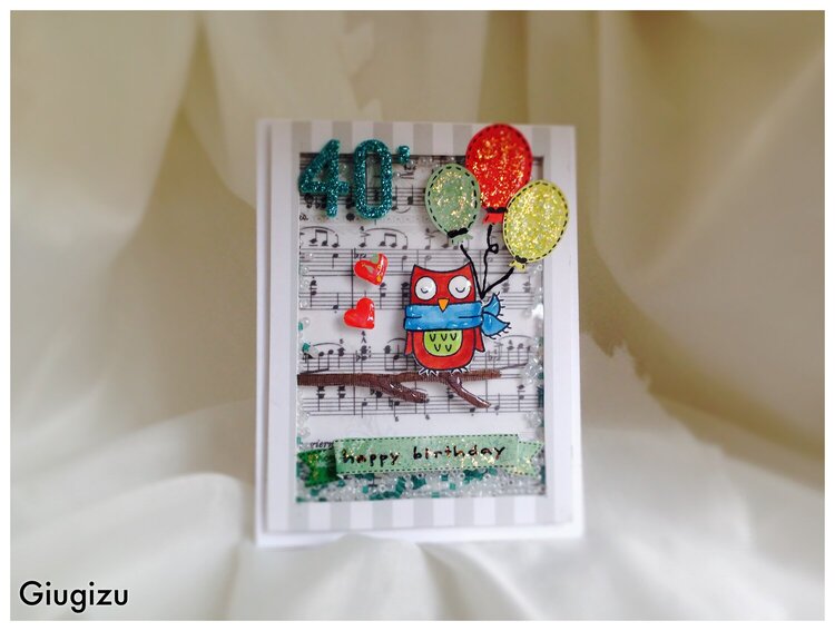 Owl birthday Shaker Card