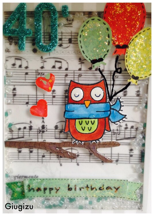 Owl birthday Shaker Card